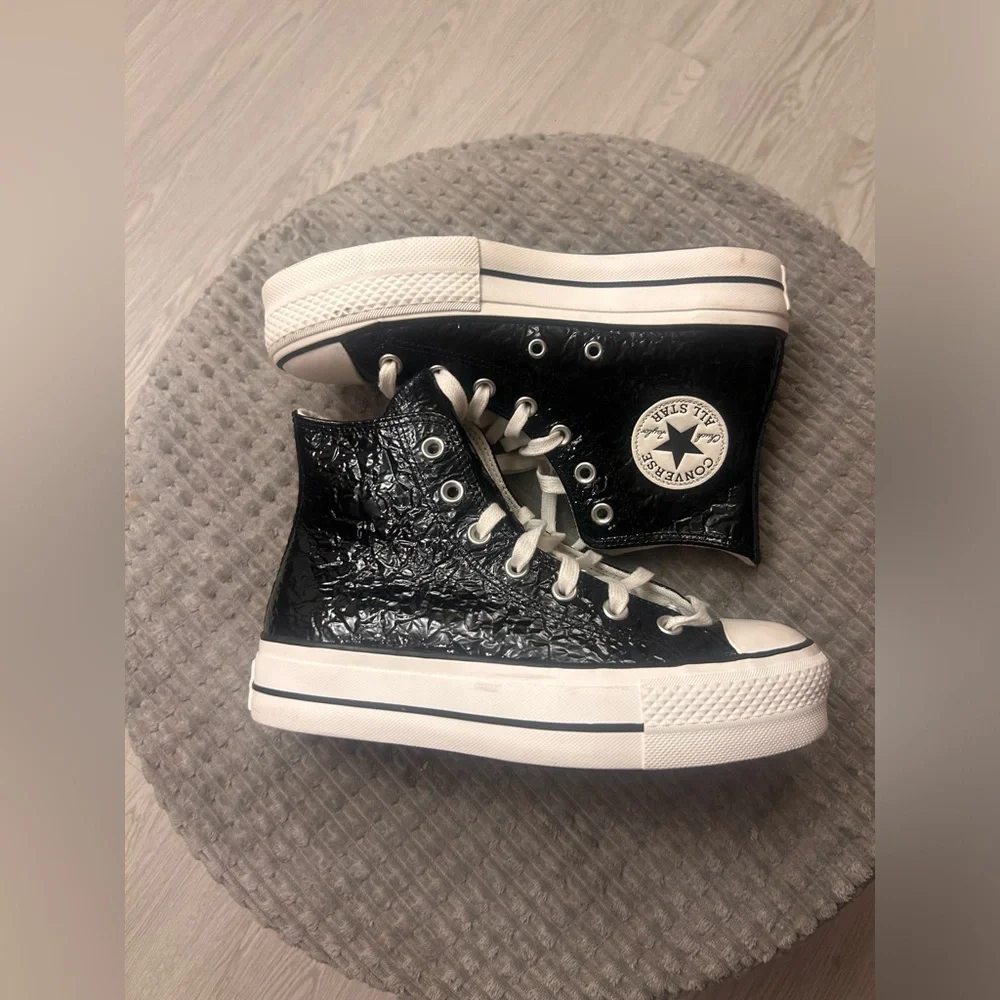 All Star Convers High Top Sneaker in Black with Egret Accents